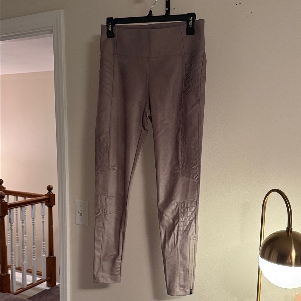 Athleta Delancey Gleam Moto Tight Taupe Leggings Size Medium NWOT